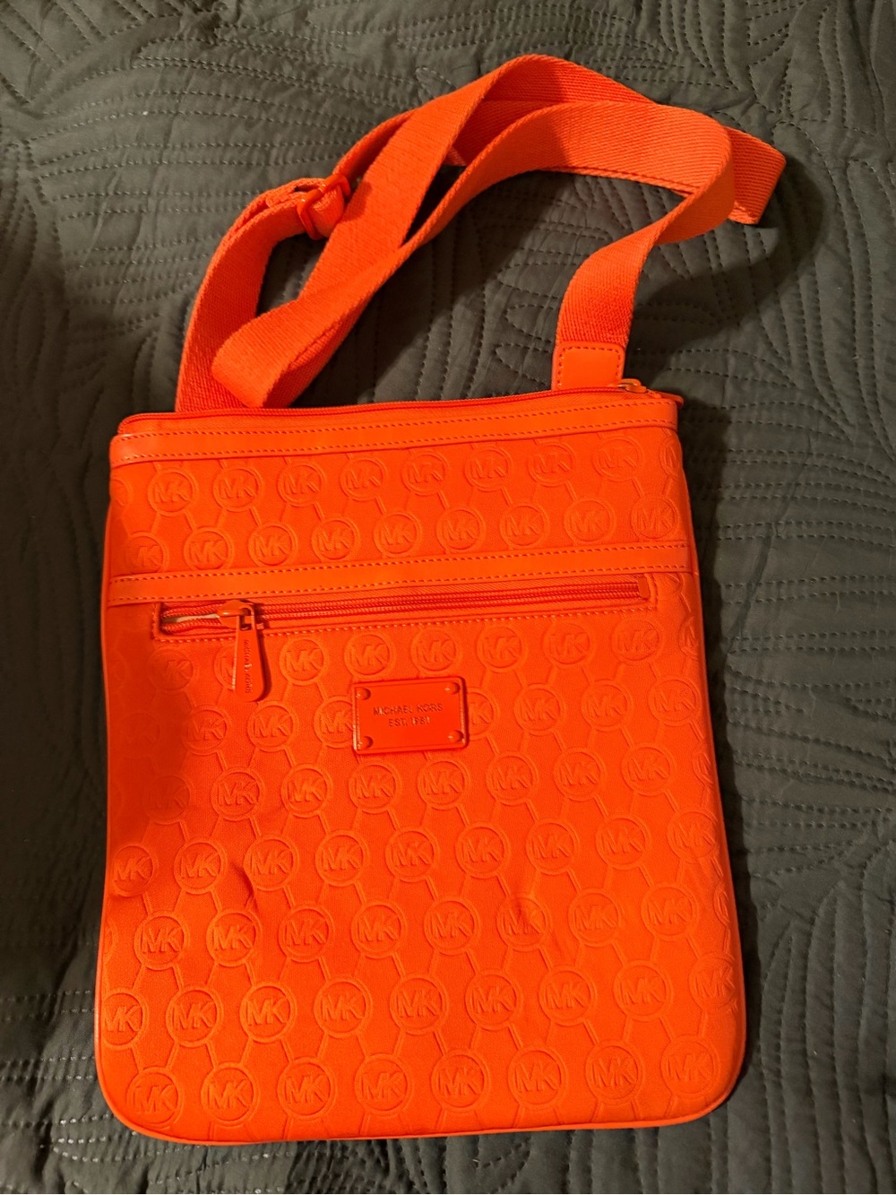 Michael Kors Neon Orange Logo-Embossed Crossbody Bag